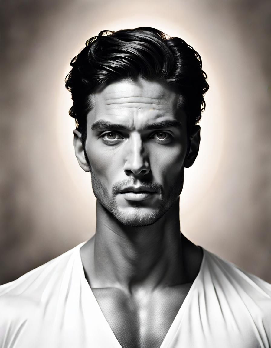 Portrait of Male Beauty with Timeless Elegance