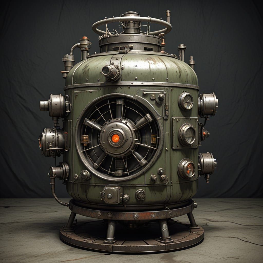 Futuristic Atomic Reactor in Atompunk Style