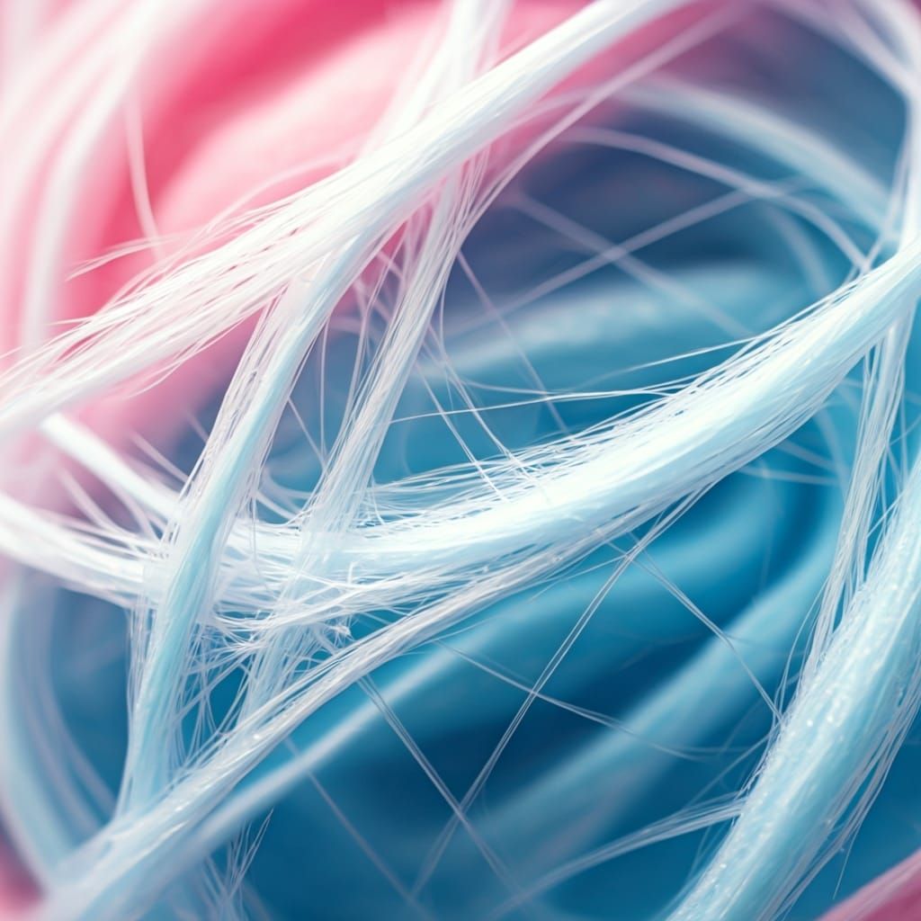 Macro Cotton Candy: Shimmering Sugar Web in Pastel Hues