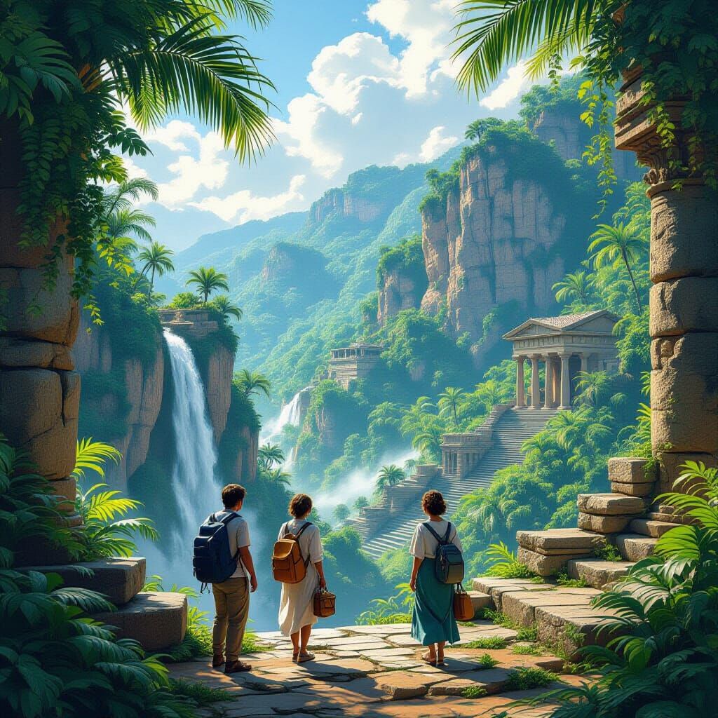 Verdant Jungle Envelops Ancient Greek Ruins