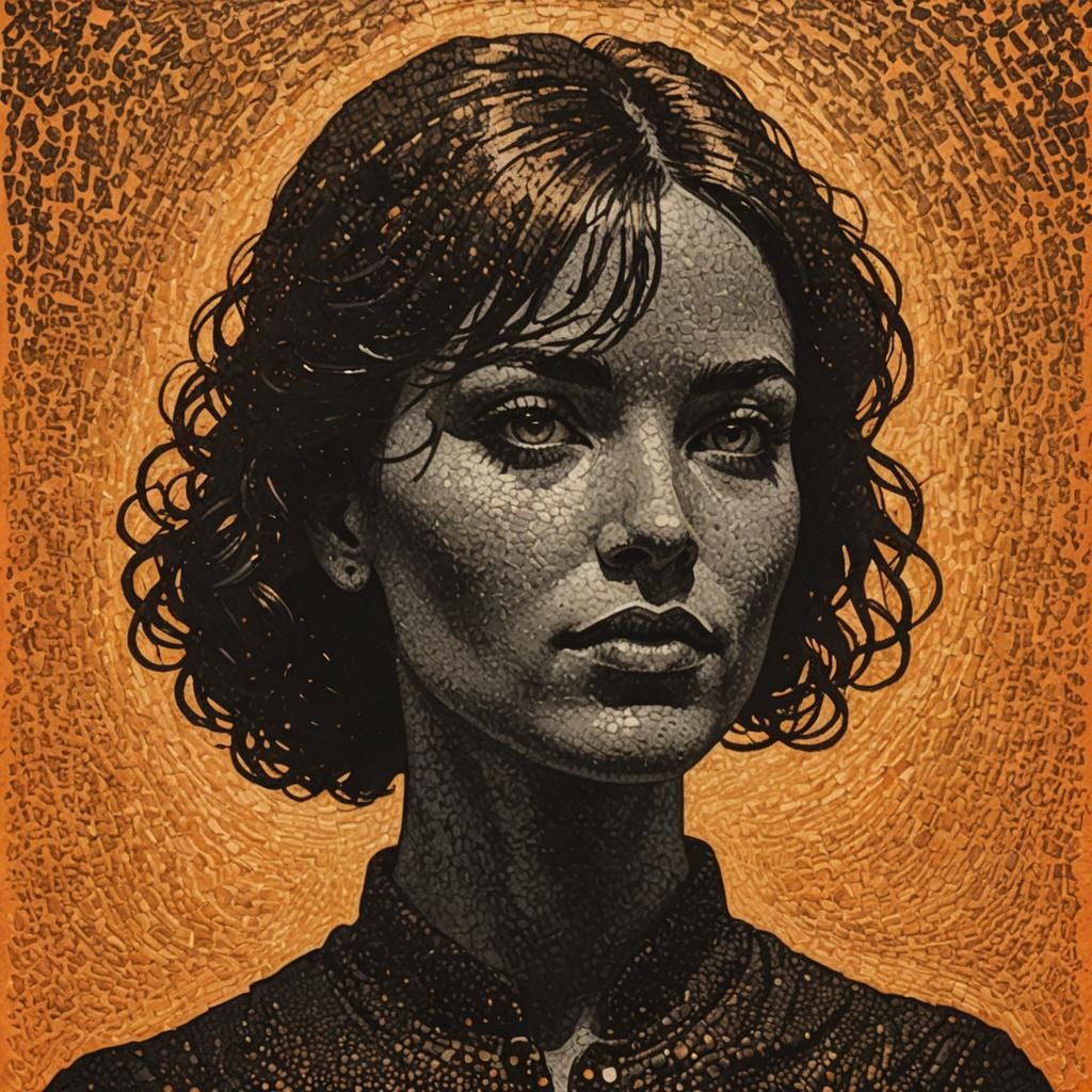 Silhouetted Woman's Head in Post-Impressionist Style