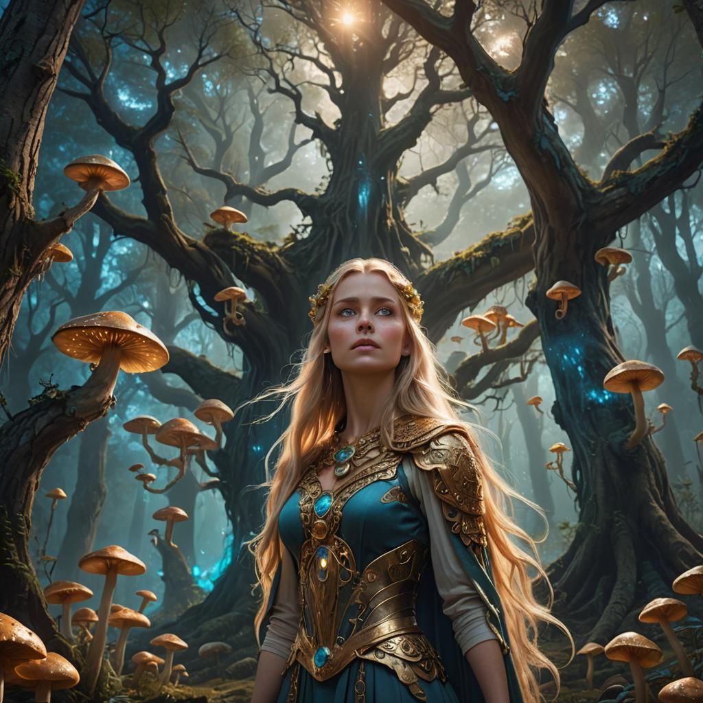 Mystical Forest Woman: Hyper-Realistic Digital Art