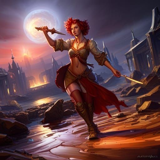 Dark Fantasy Art in Style of Alphonse Mucha