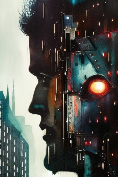 Noir Evil Superhero in Gothic Chicago Art