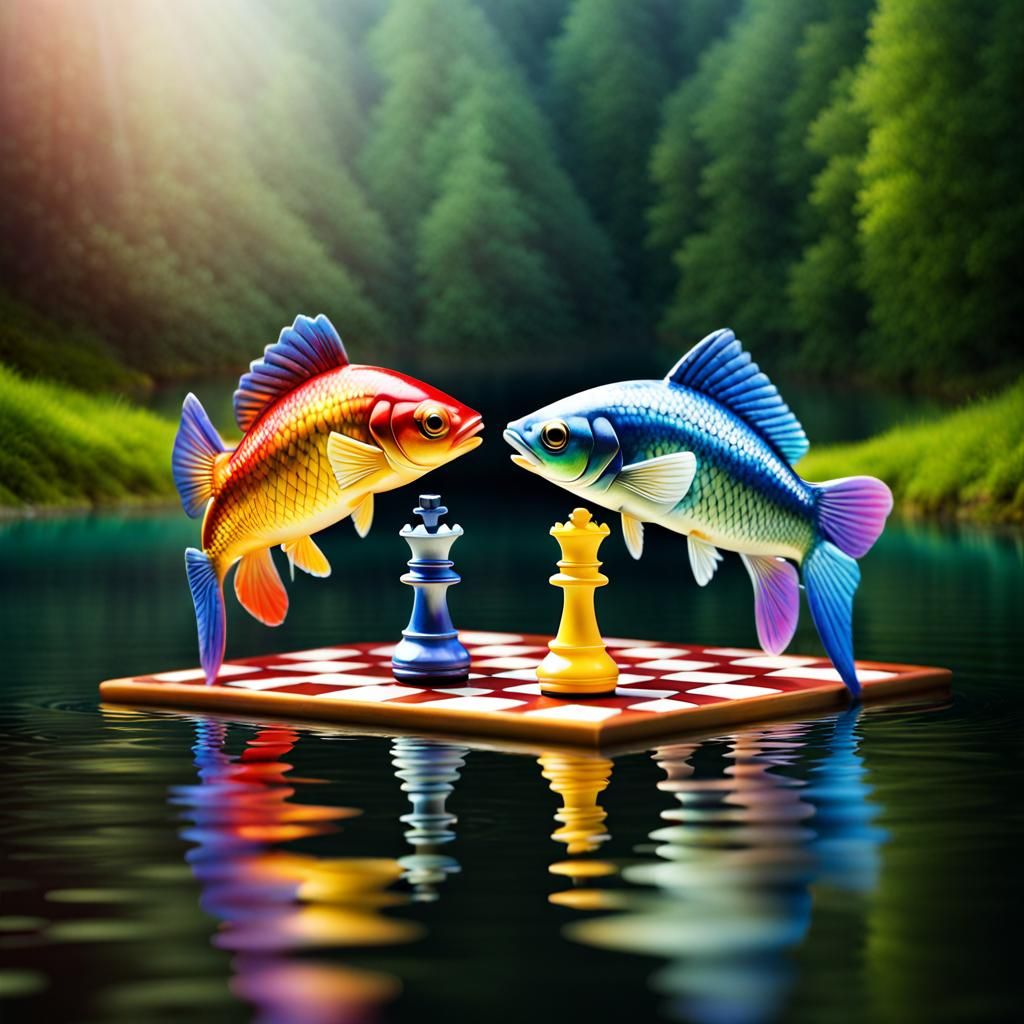 Fish Play Chess on Rainbow River: Romantic Photo