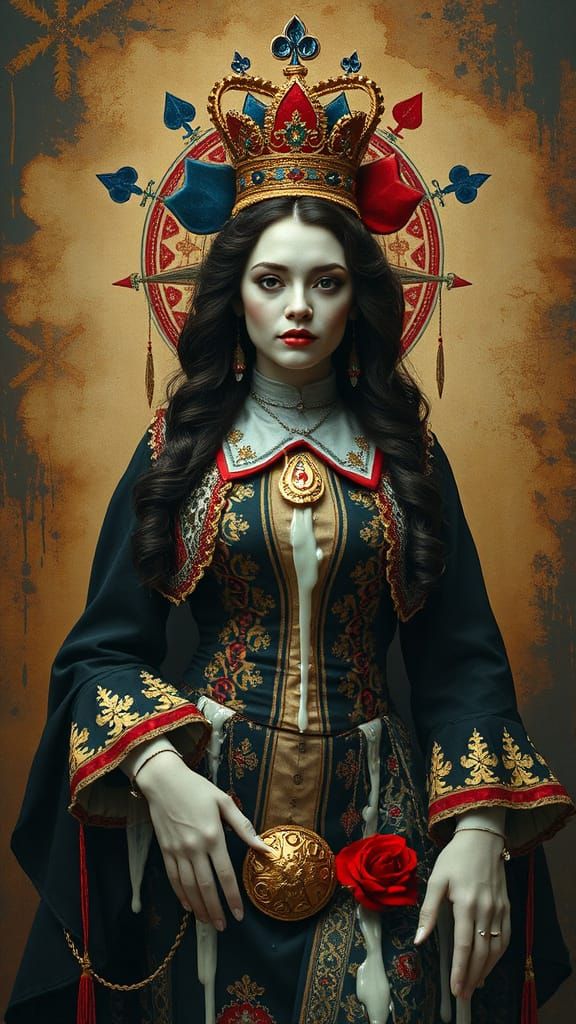 Melting Queen of Spades in Surrealist Style