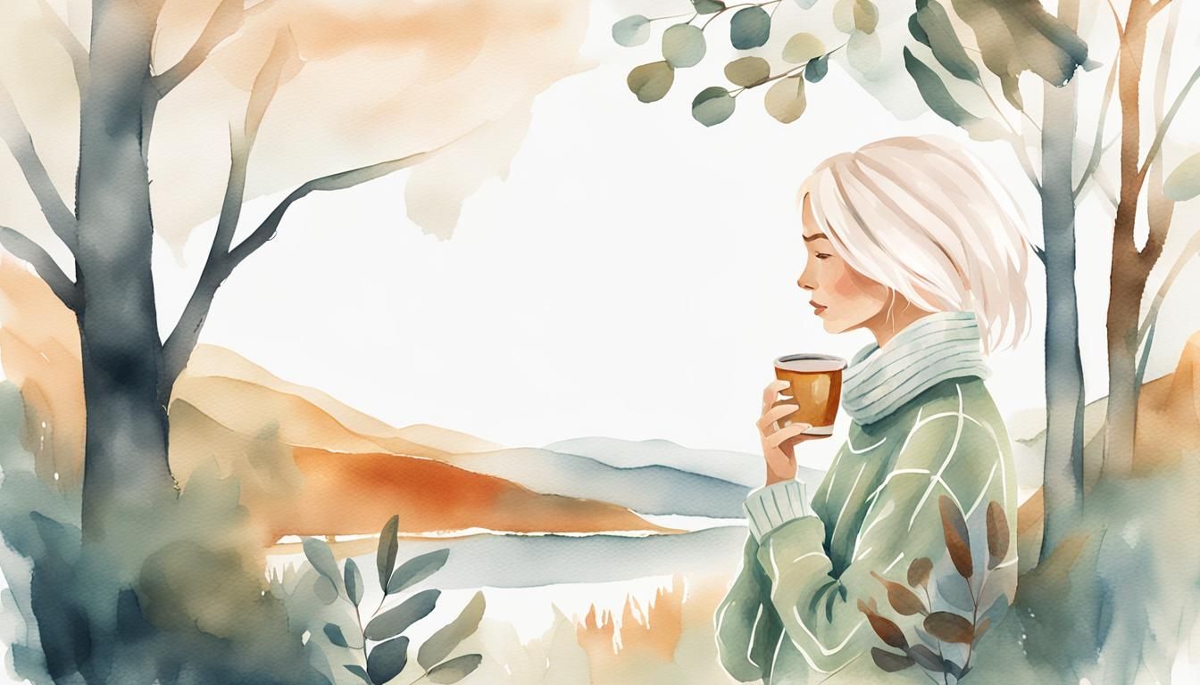Cozy Autumn Portrait in Digital Watercolor