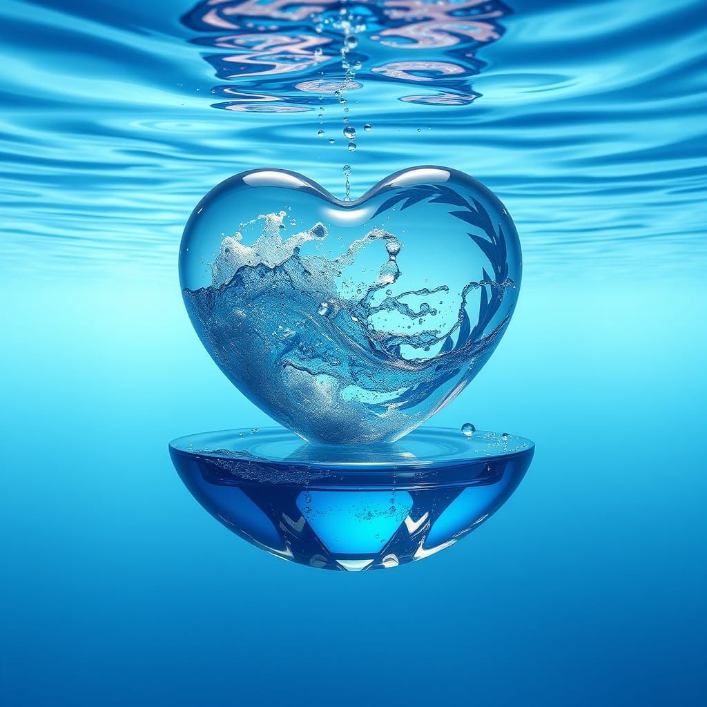 Underwater Glass Vessel in Vibrant Blue Waters