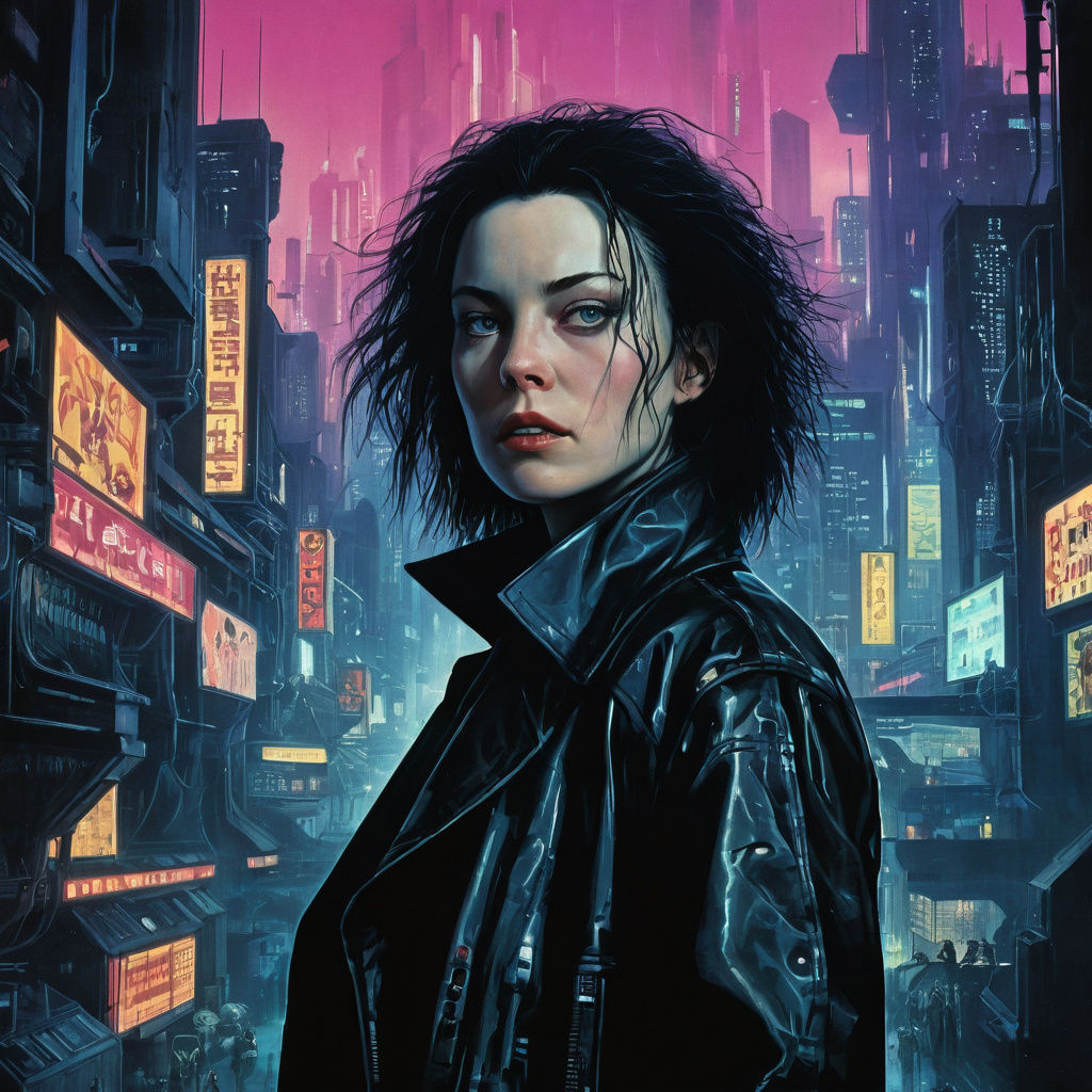 Cyberpunk Cityscape Inspired by Neuromancer and Blade Runner