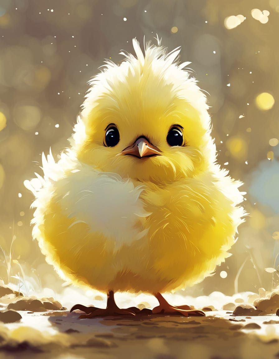 Grumpy Chick: Adorable Cartoon in Cel-Shaded Style