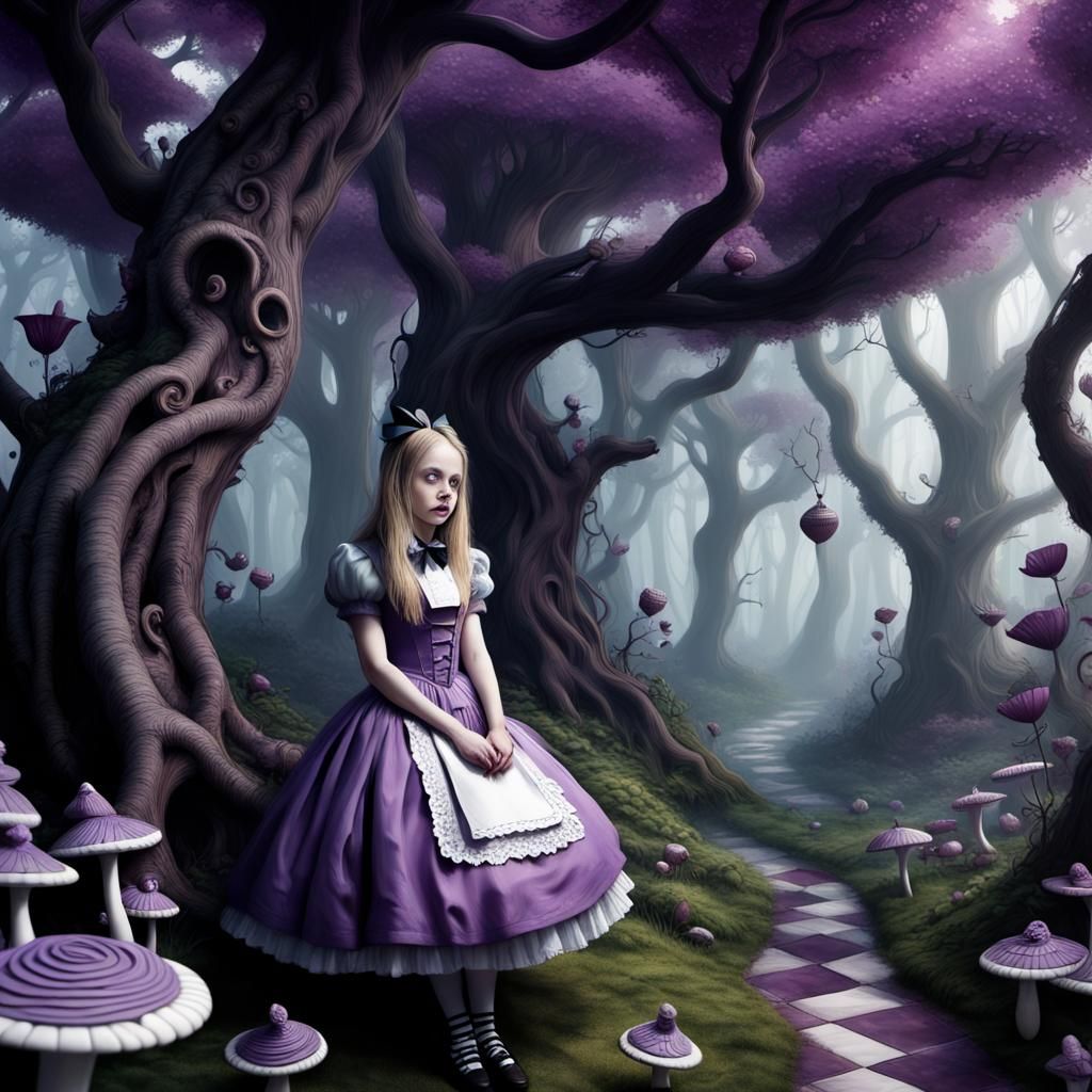 Gothic Alice in Wonderland Forest in 3D
