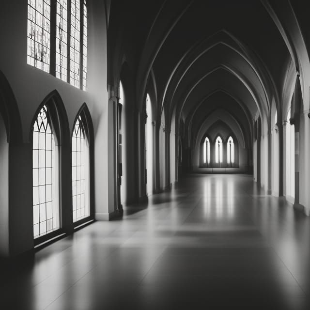 Ethereal Church Hall Corridor in Liminal Space
