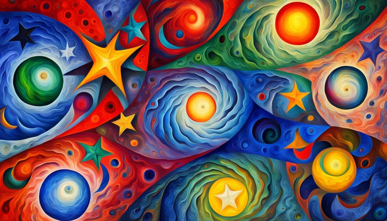 Celestial Stars in Vivid Impasto Maelstrom