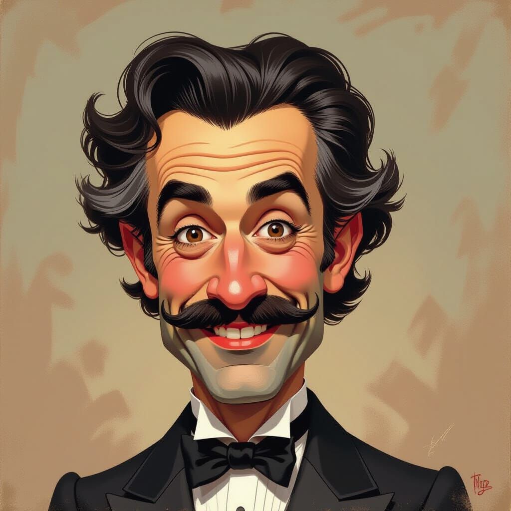 Expressive Caricature Portrait with Impasto Textures