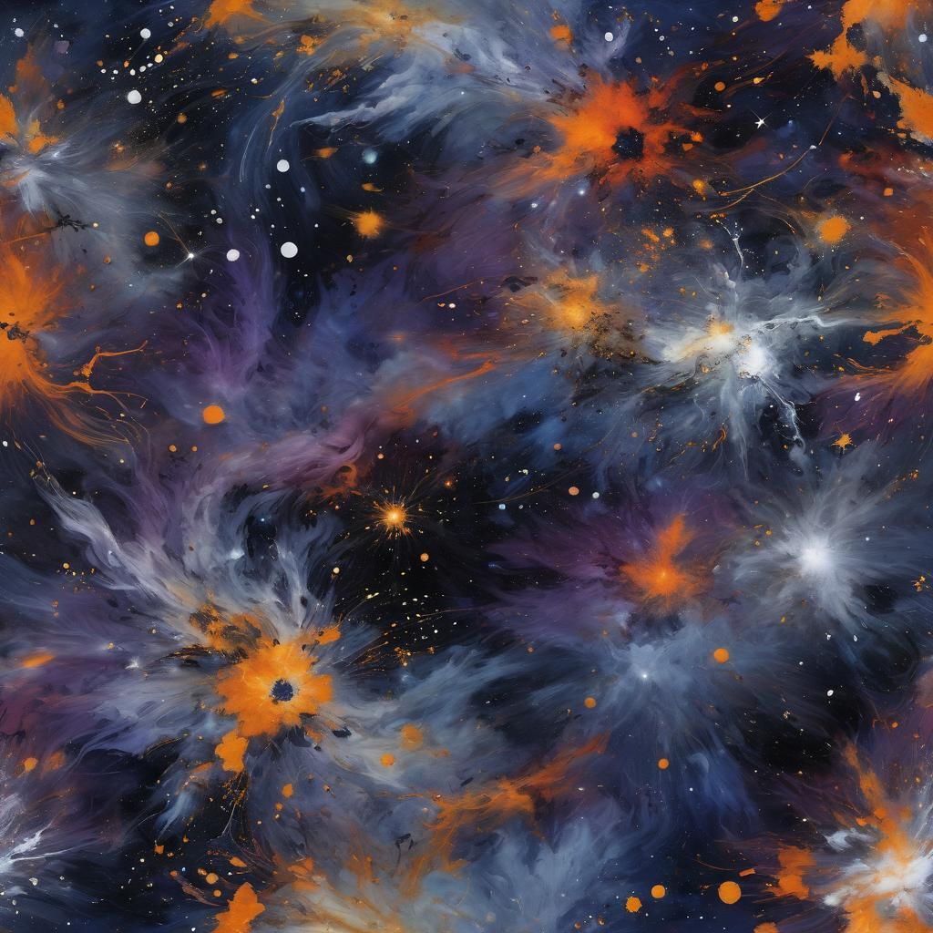 Abstract Space Nebula Painting in Deep Color