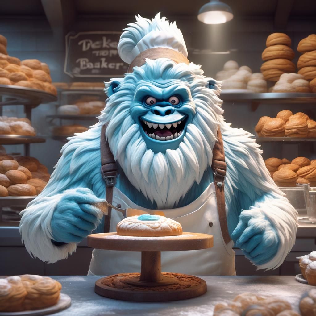 Happy Yeti Baker in Fantasy Bakery