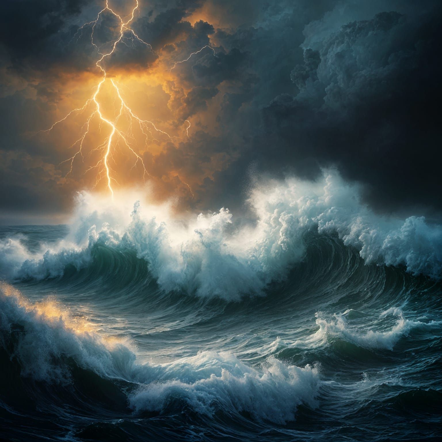 Ethereal Ocean Storm in Hyperdetailed Mist