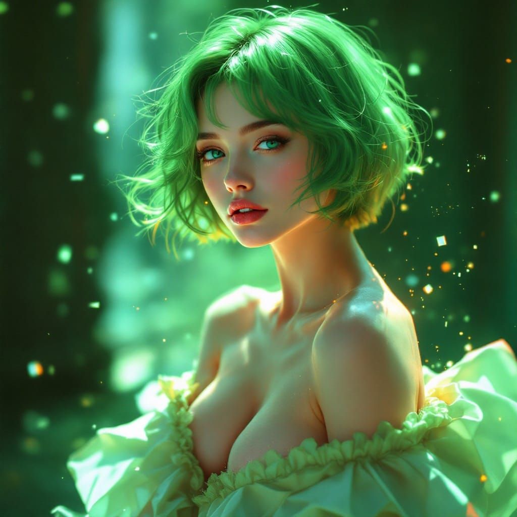 Ethereal Beauty in Glitchy Digital Art