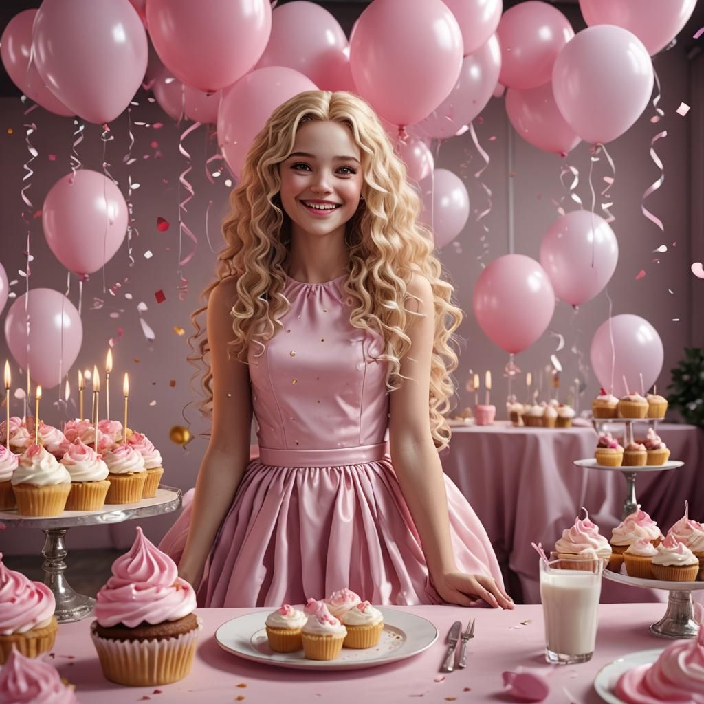 Adorable Girl at Party: Detailed Matte Painting