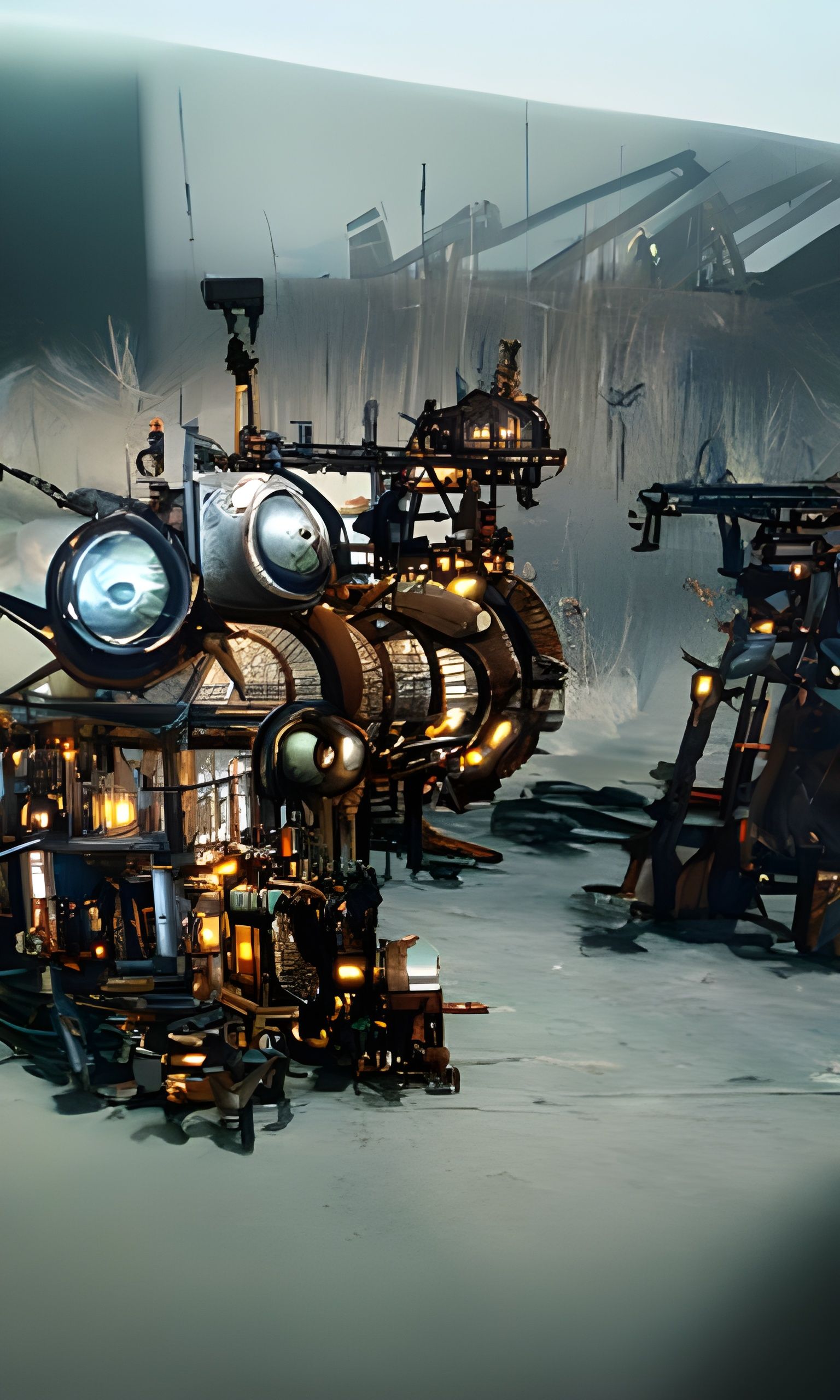 Steampunk Robotic Factory Concept Art in 8K