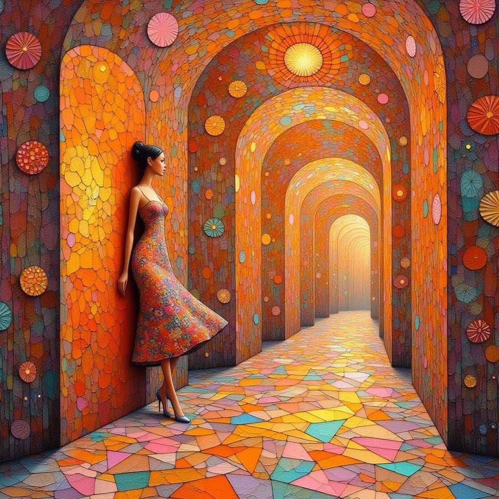 Fractal Psychedelic Woman Entering a Future World