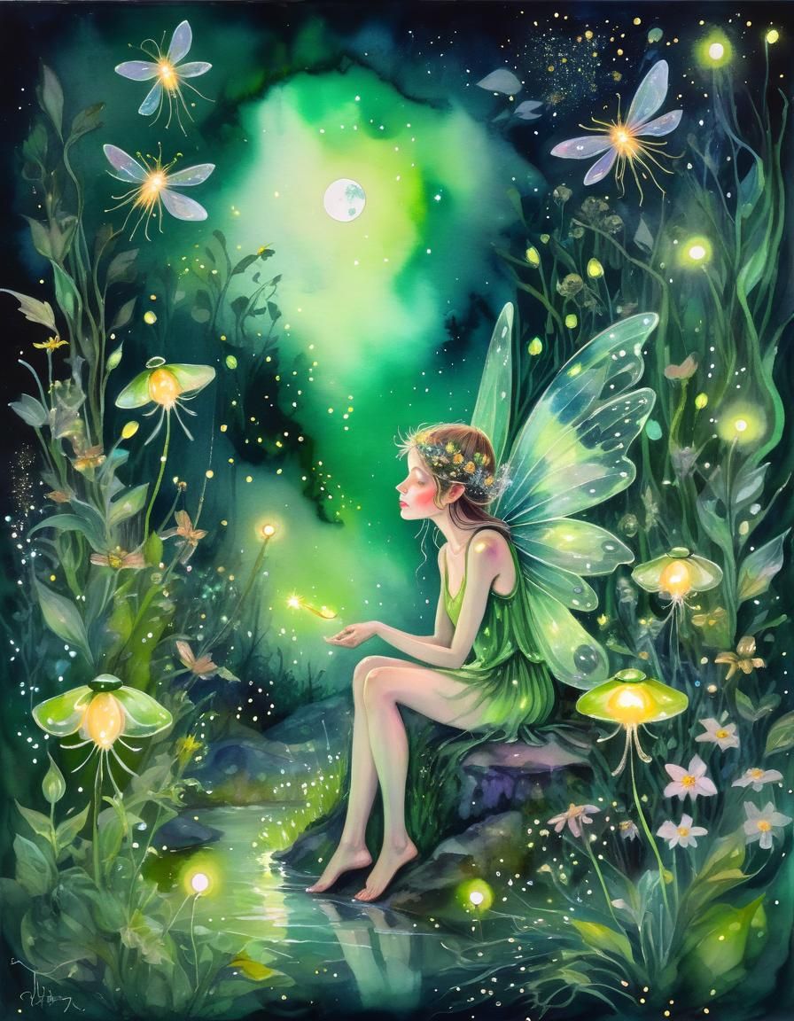 Fairy Mindscape: Moonlit Magic in Expressionist Style