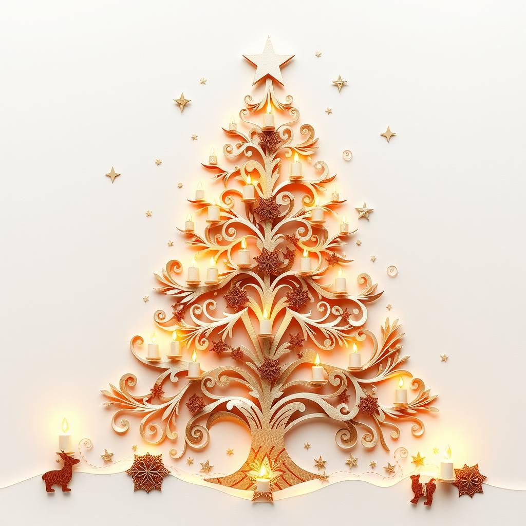 Majestic Christmas Tree Paper Cut Art