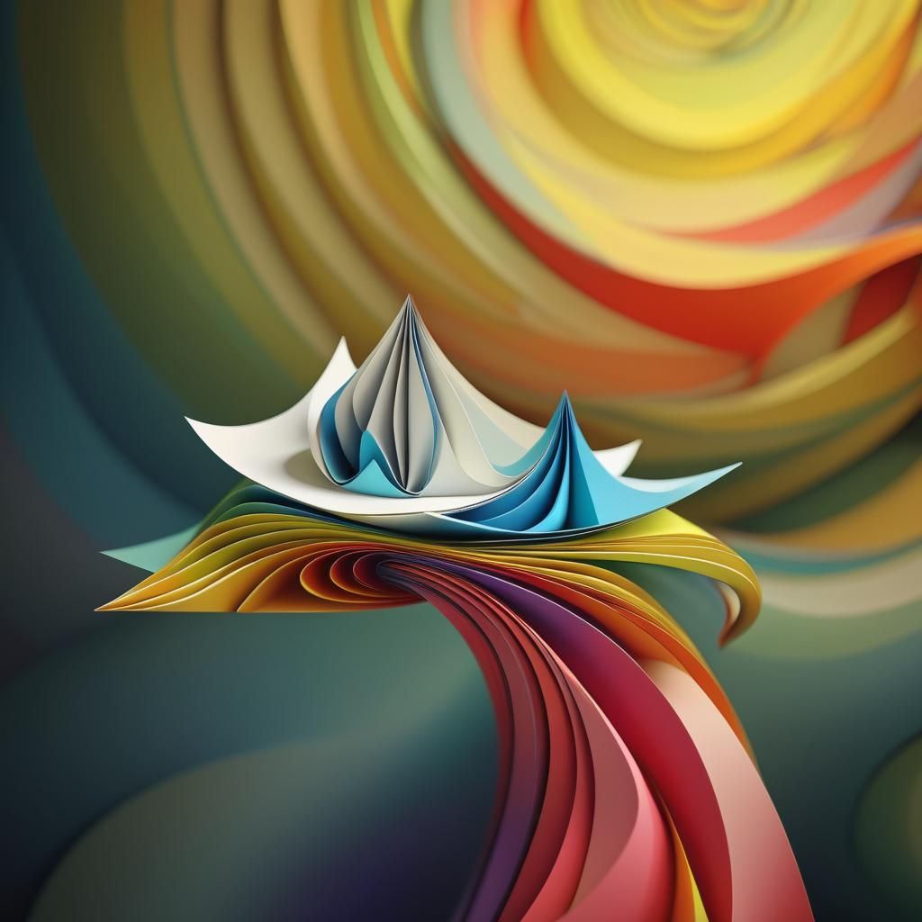 Abstract Origami Papercraft in Hundertwasser Style