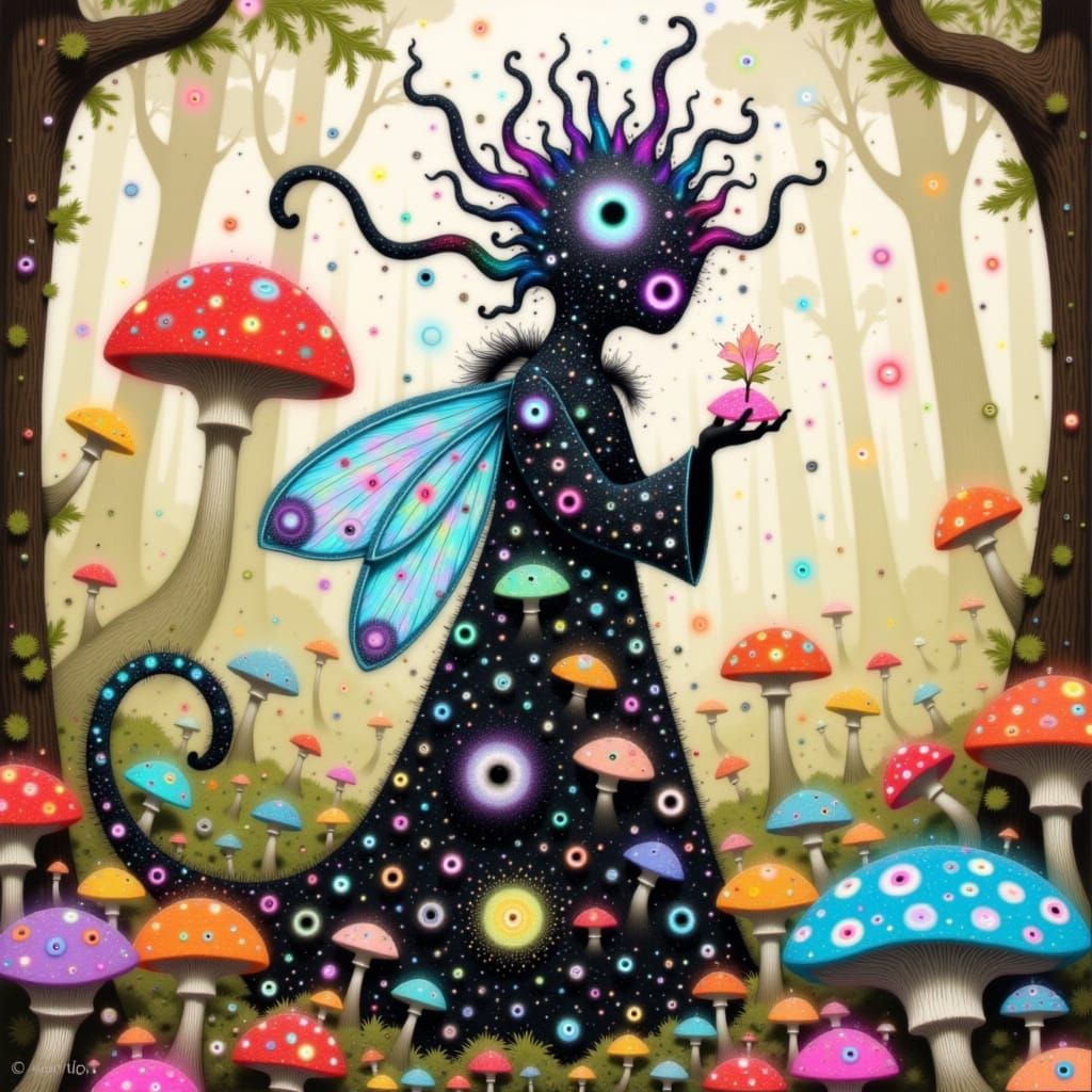 Nature Spirit Weaving Tapestry in Watercolor Style