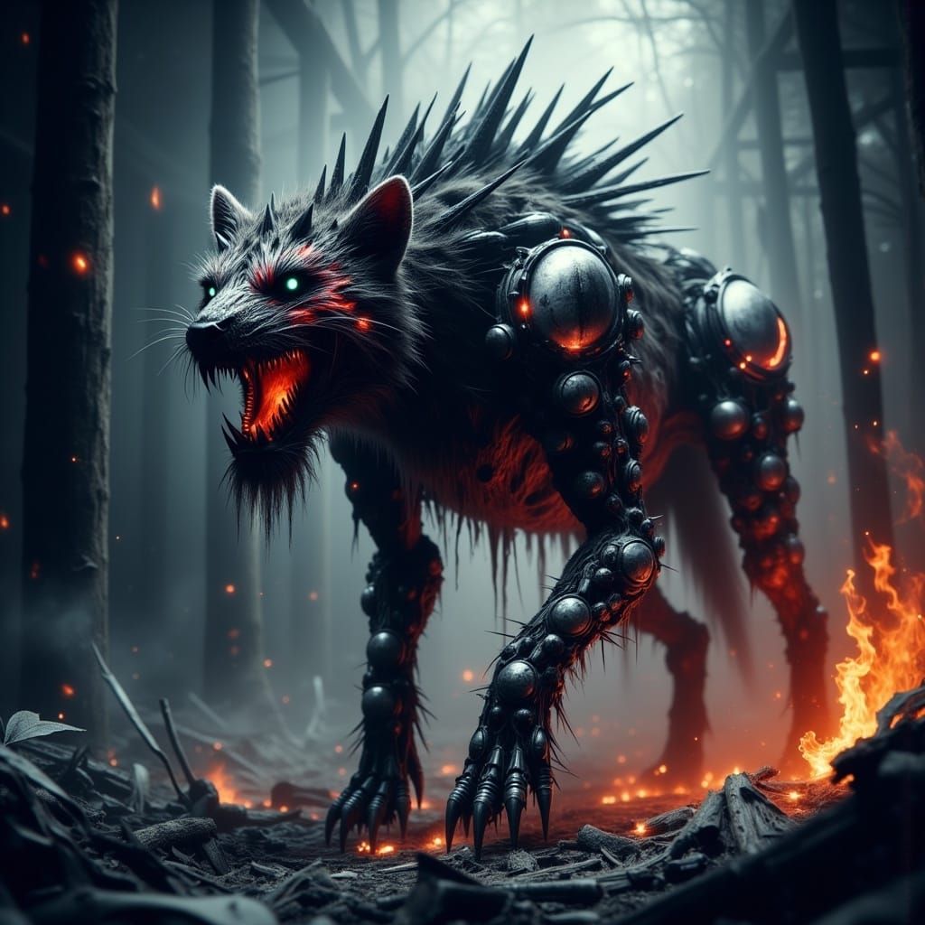 Glowing Cybernetic Beast with Razor Sharp Spines and Deadly ...