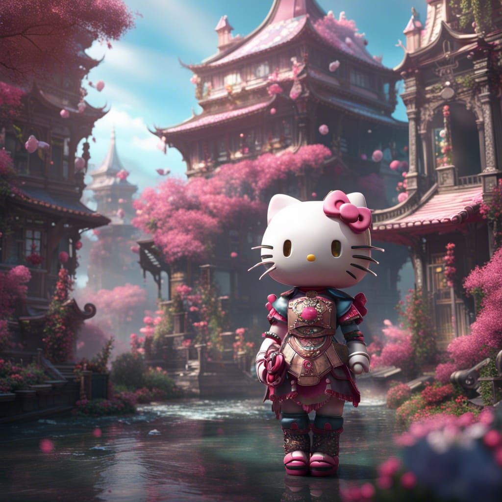 Detailed Hello Kitty Matte Painting in 8K