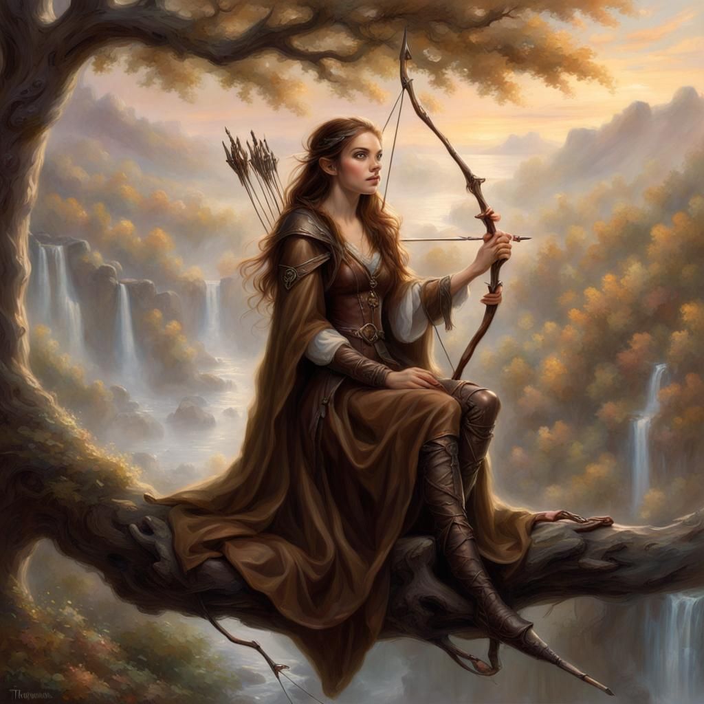 Female Elf in Tree: Ethereal Fantasy Art