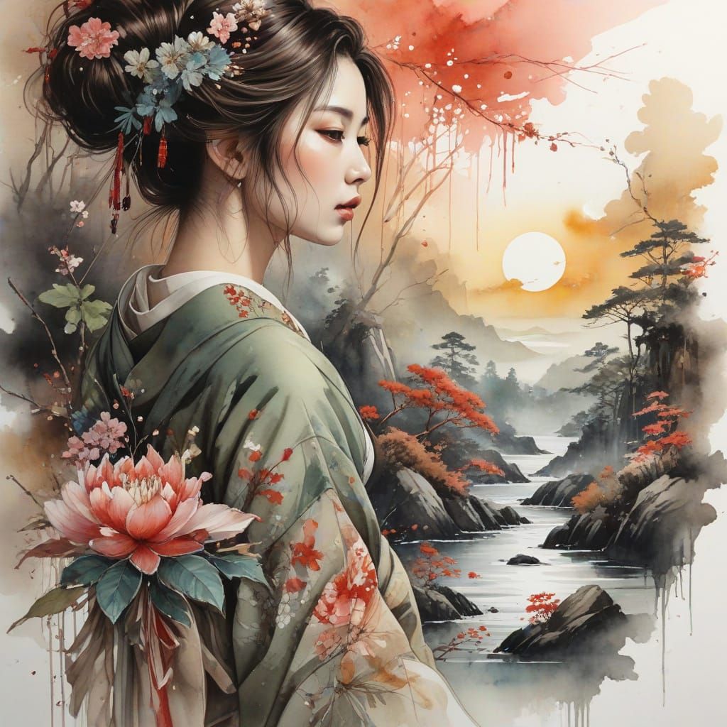 Traditional Japanese Beauty in Elegant Abstraction