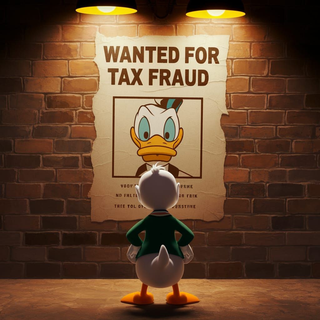 Scrooge McDuck in Vintage Alley Wanted Poster Scene