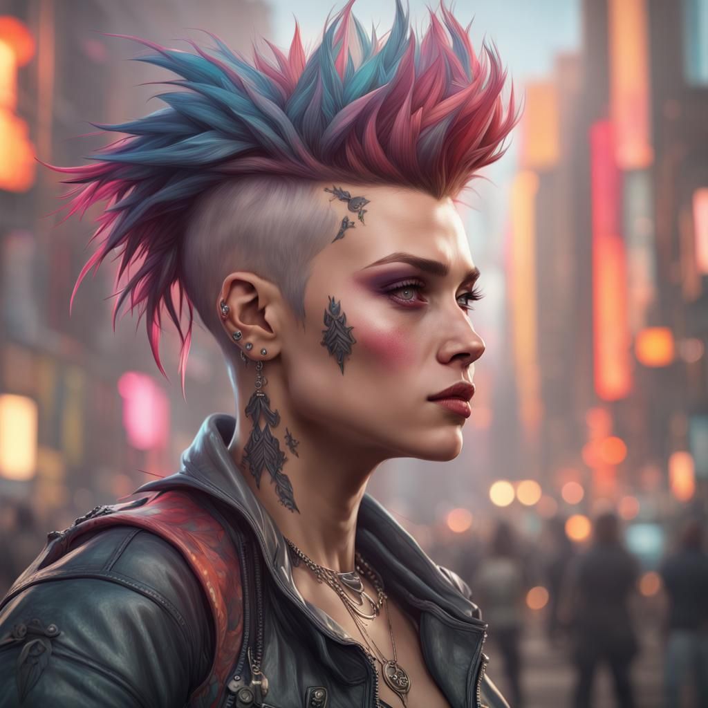 Punk Rock Portrait in Hyperdetailed Style