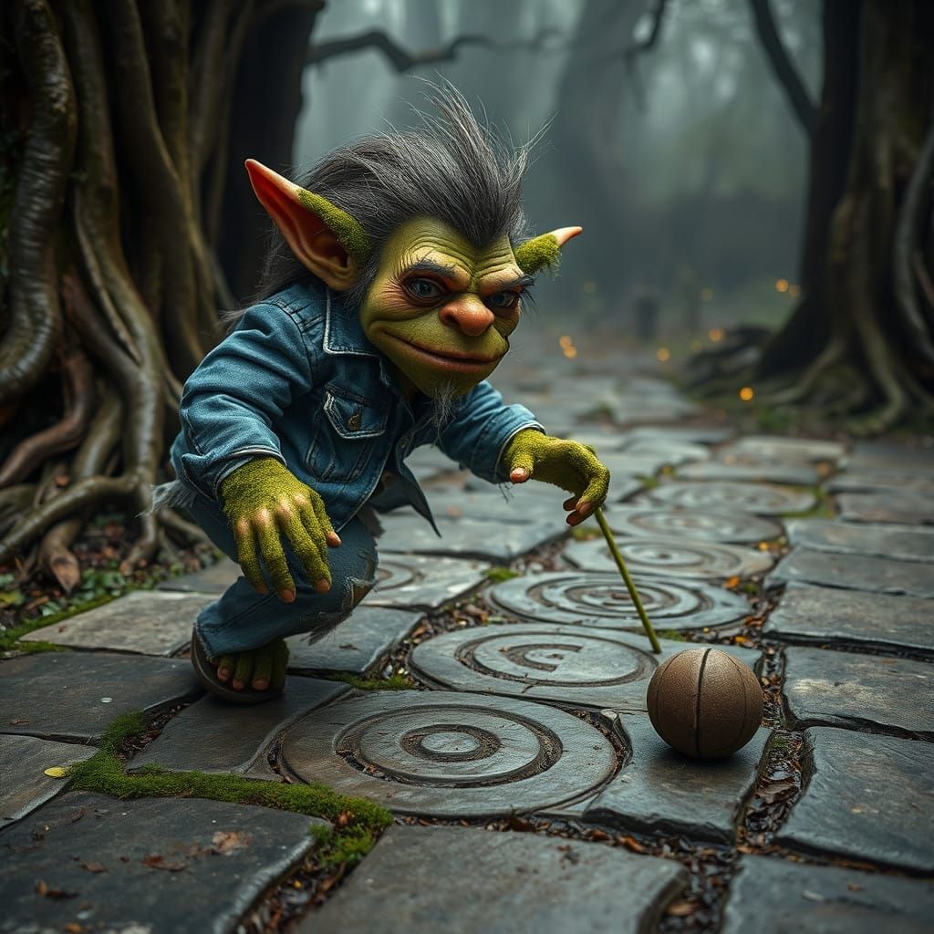 Enchanted Forest Hopscotch Scene in Whimsical Style