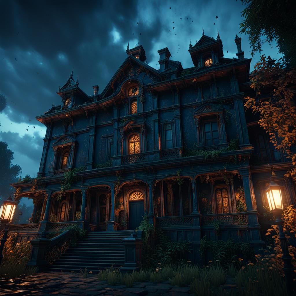 Horror Mansion in Cinematic 3D with Ominous Shadows