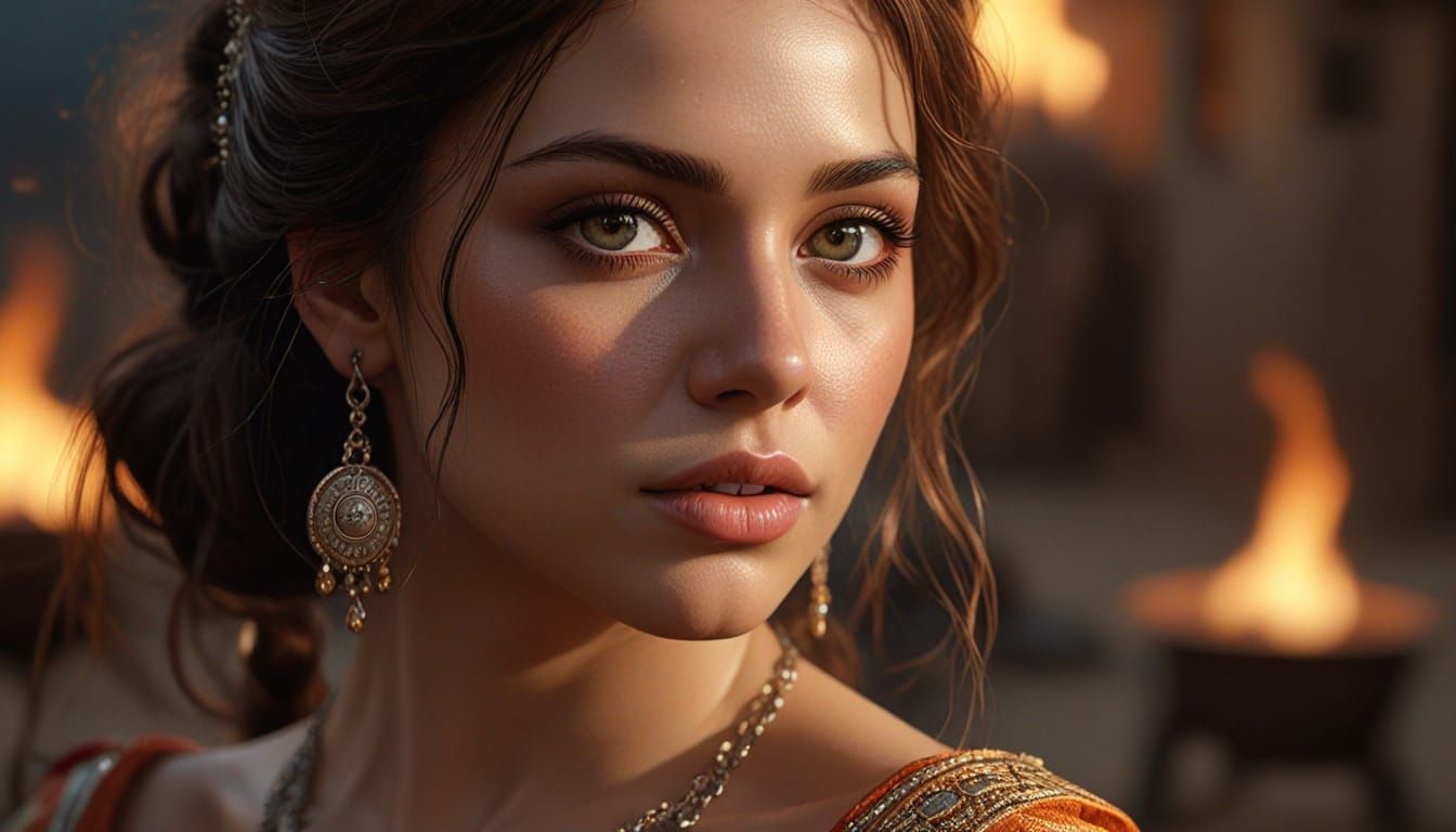 Gypsy Dancer in Romantic Realism Style