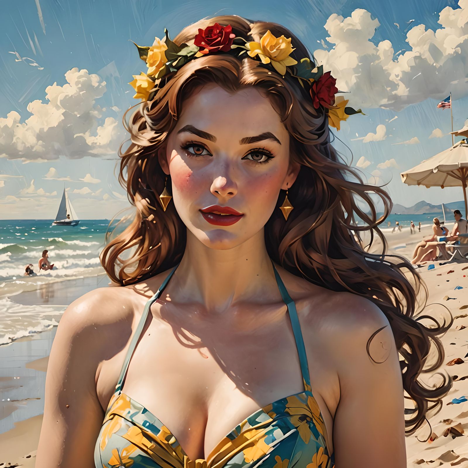 Belle at the Beach: Pin-Up Glamour Portrait
