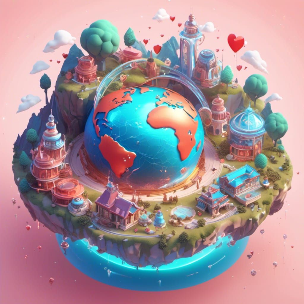Heart Globe Healthcare in Simple Illustration Style