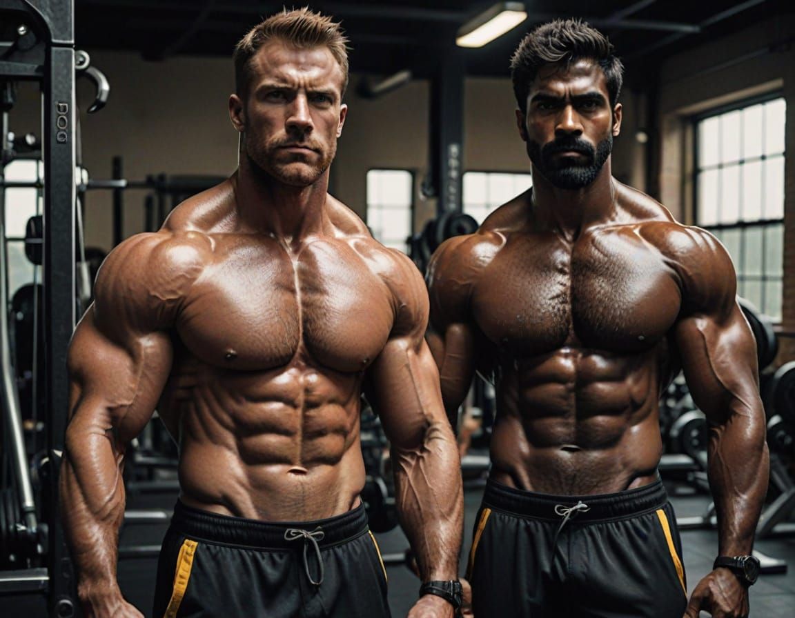 Muscular Gym Posing in High Contrast