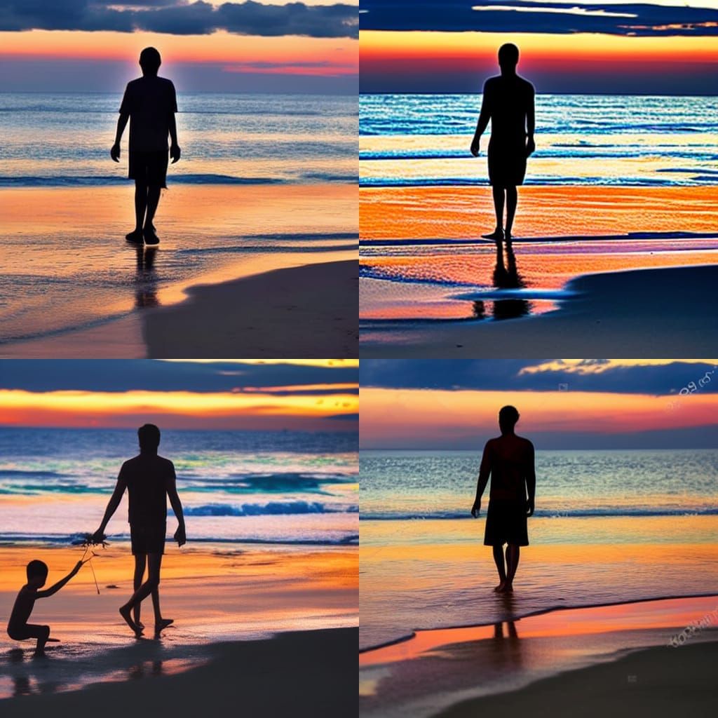 Beach Sunset Stroll: Evening Conversation