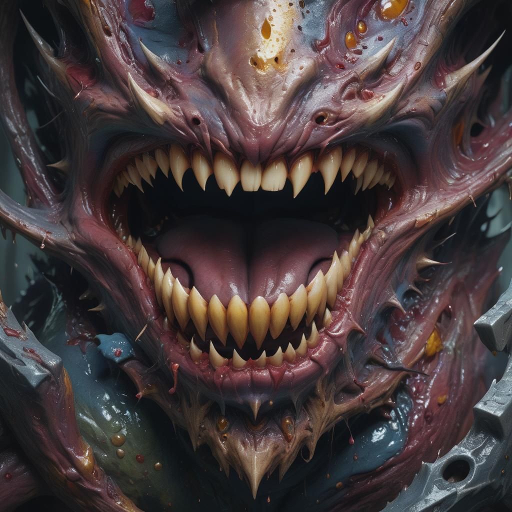 Surreal Human Navel with Teeth: Detailed Fantasy Art