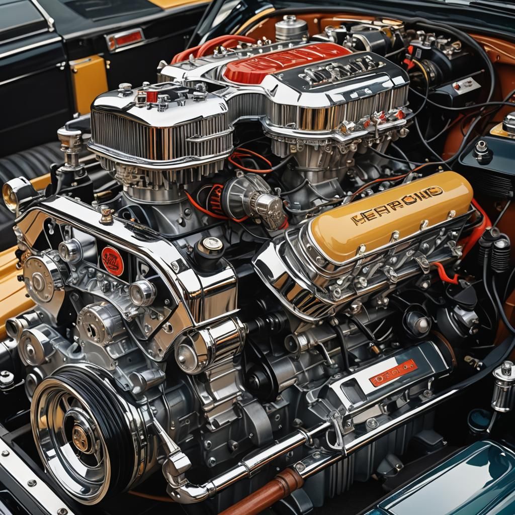 Fanciful Chrome V8 Engine