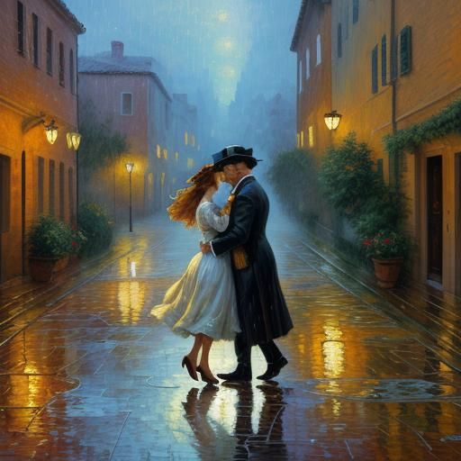 Romantic Renaissance Village Dance Scene in Vibrant Neo-Impr...