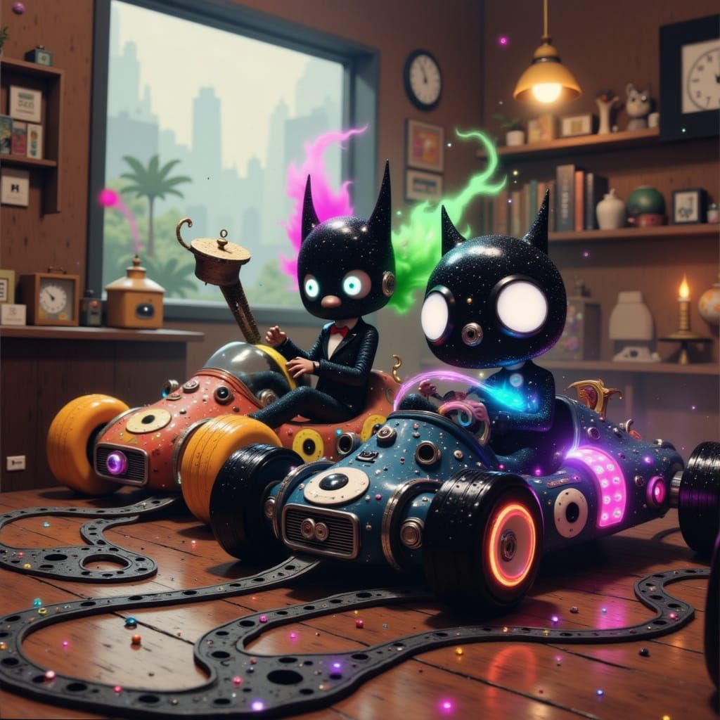 Batman and Joker's Steampunk Race on Toy Track
