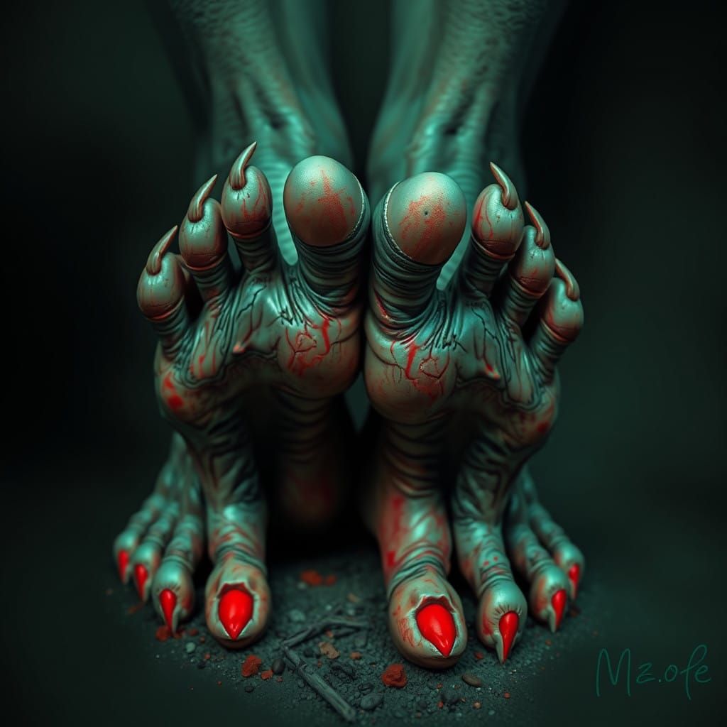 Satanic Footprint in Dark Fantasy Style