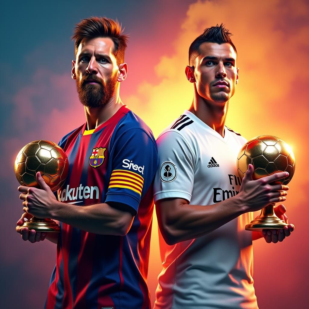 Messi and Ronaldo: Hyperrealistic Splash Art Champions