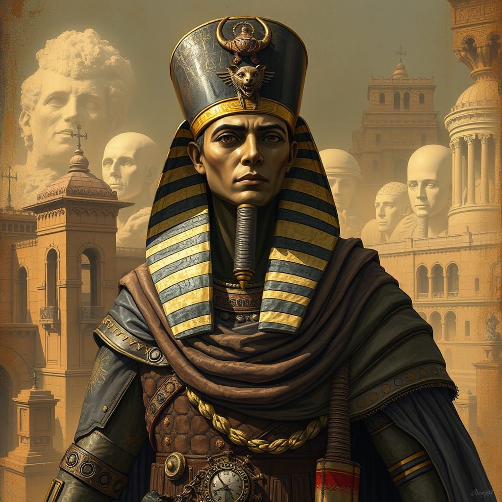 Ramses II in Steampunk Art Nouveau Style