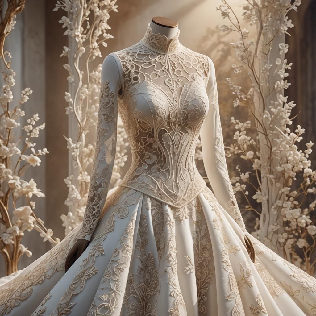 Wedding Dress Mannequin in Fantasy Concept Art Style
